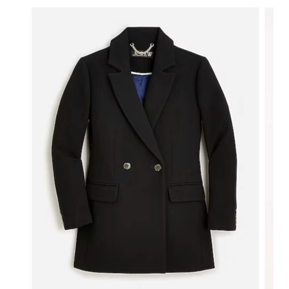 J.Crew Womens Evening Blazer-jacket Italian Double Cloth Wool Black Size 4 NWOT